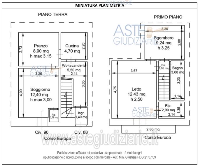 Planimetria del bene