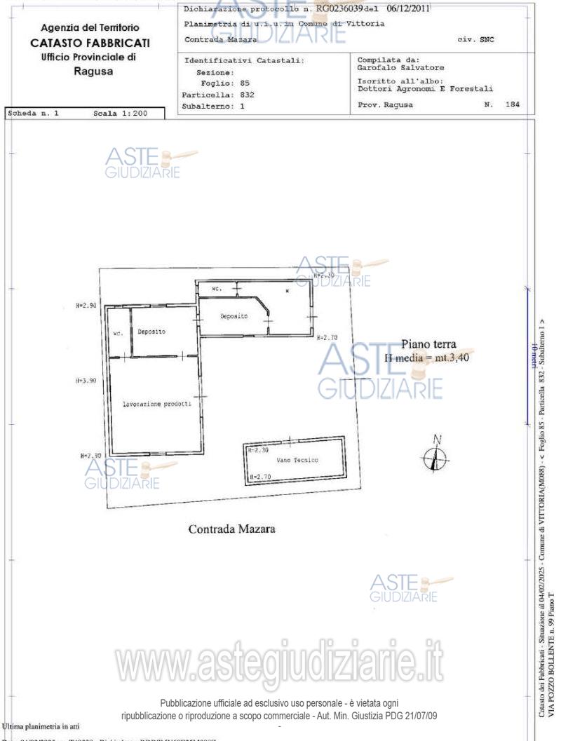 Planimetria del bene