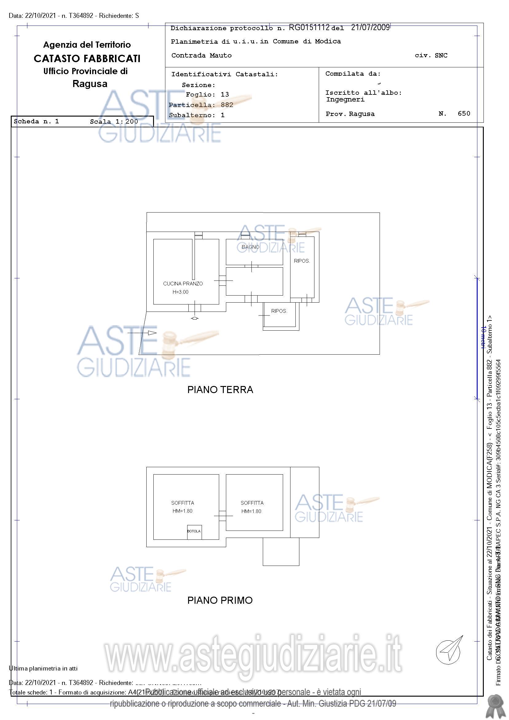 Planimetria del bene