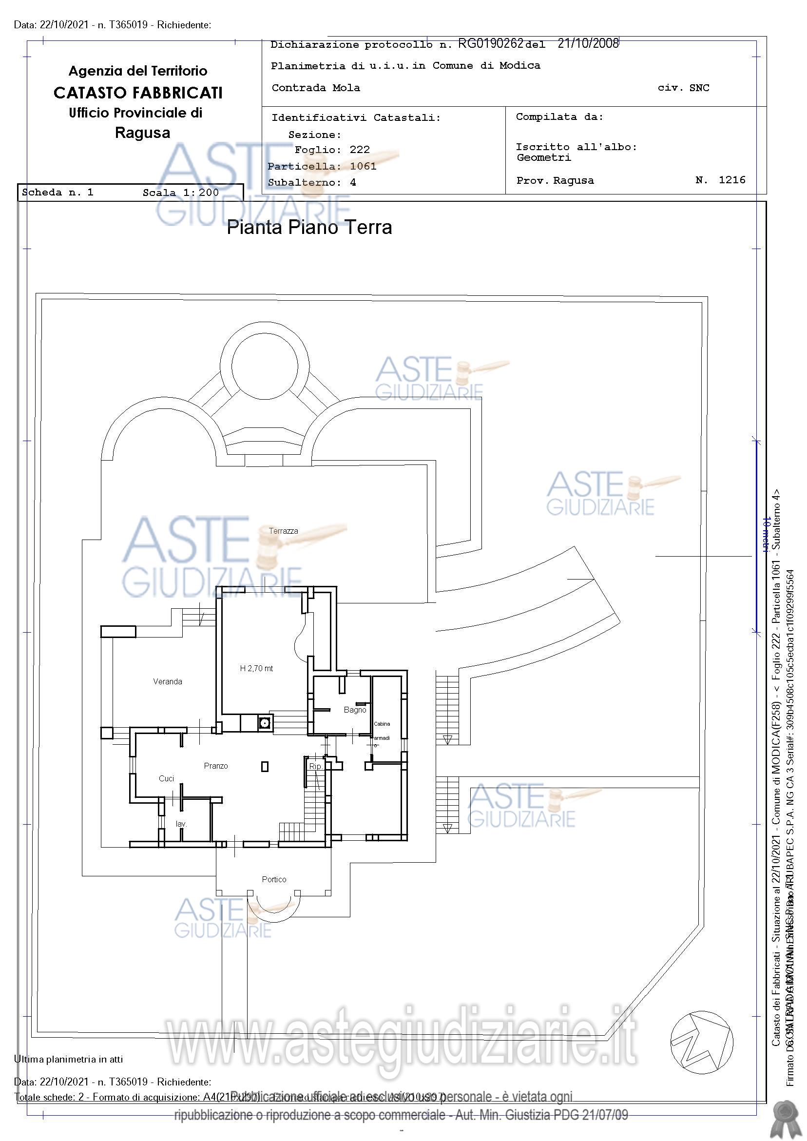Planimetria del bene