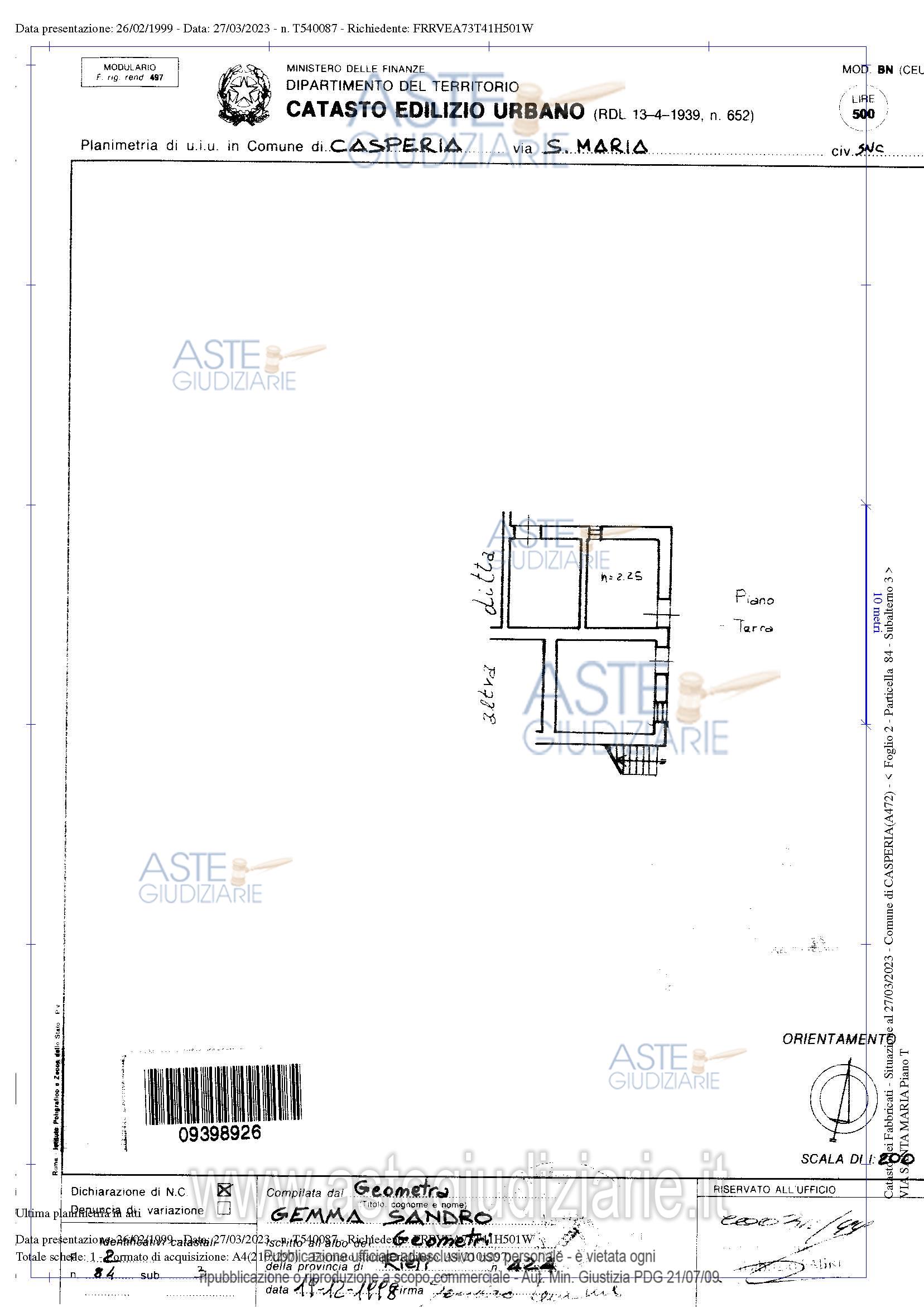 Planimetria del bene