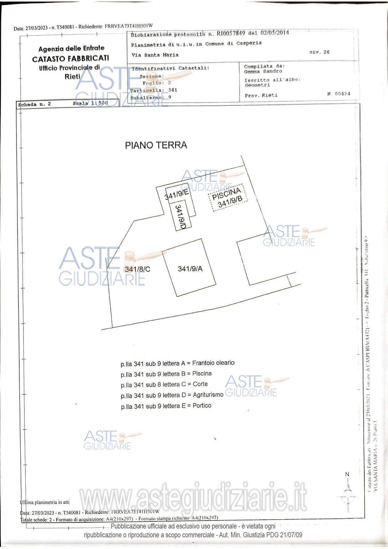 Planimetria del bene