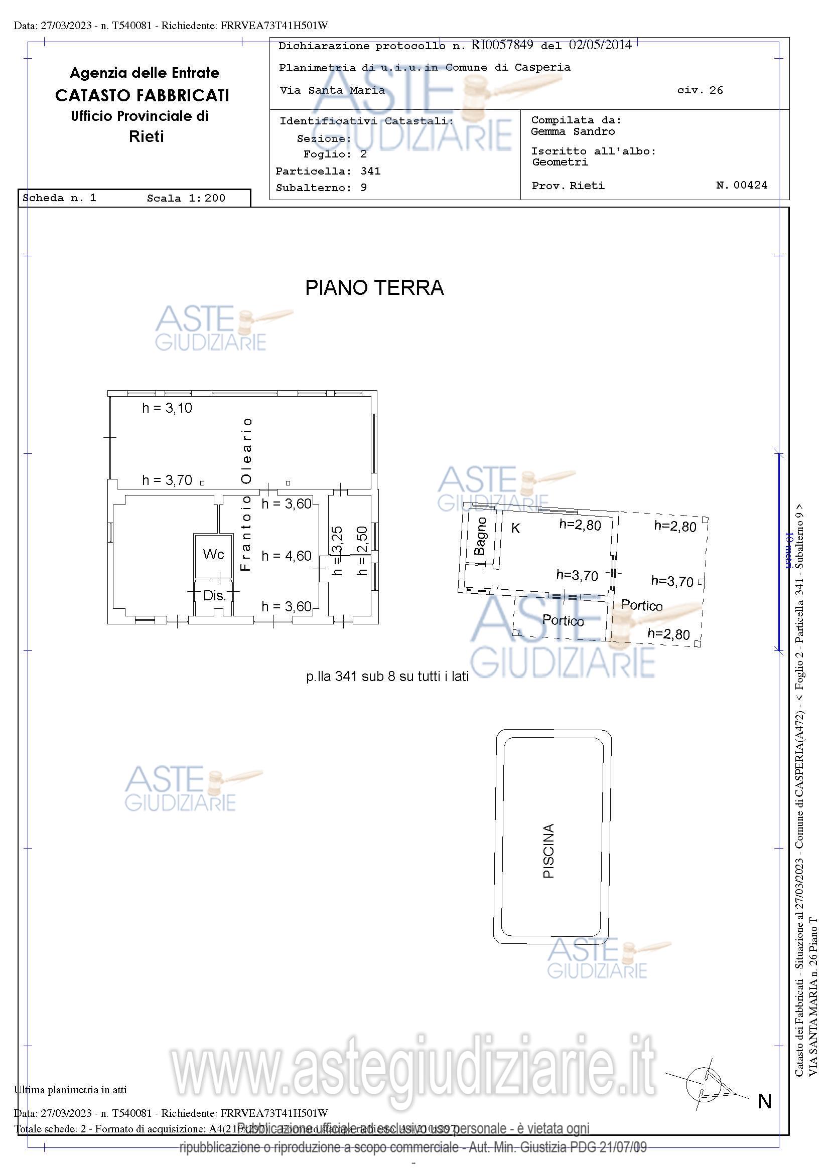 Planimetria del bene
