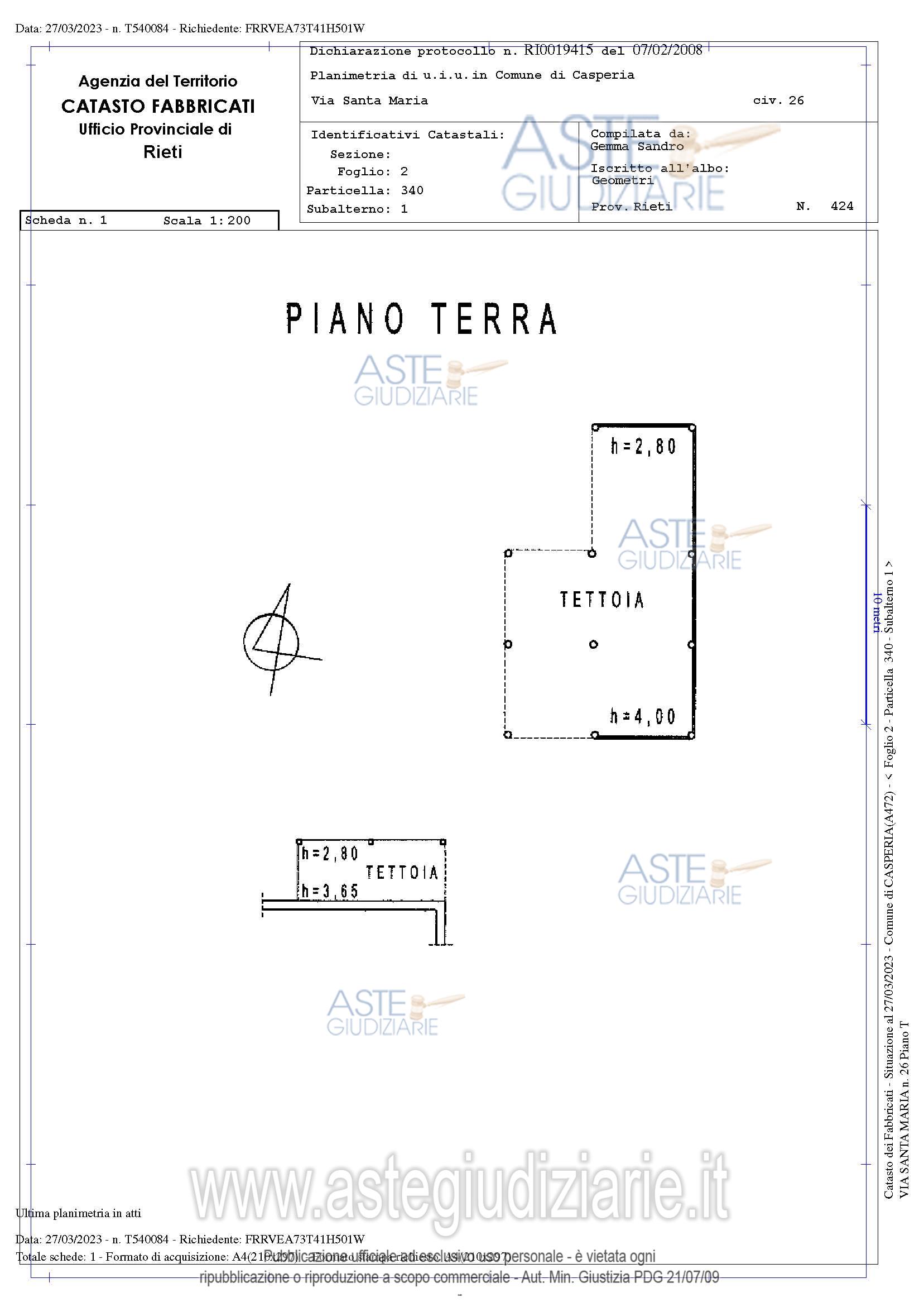 Planimetria del bene