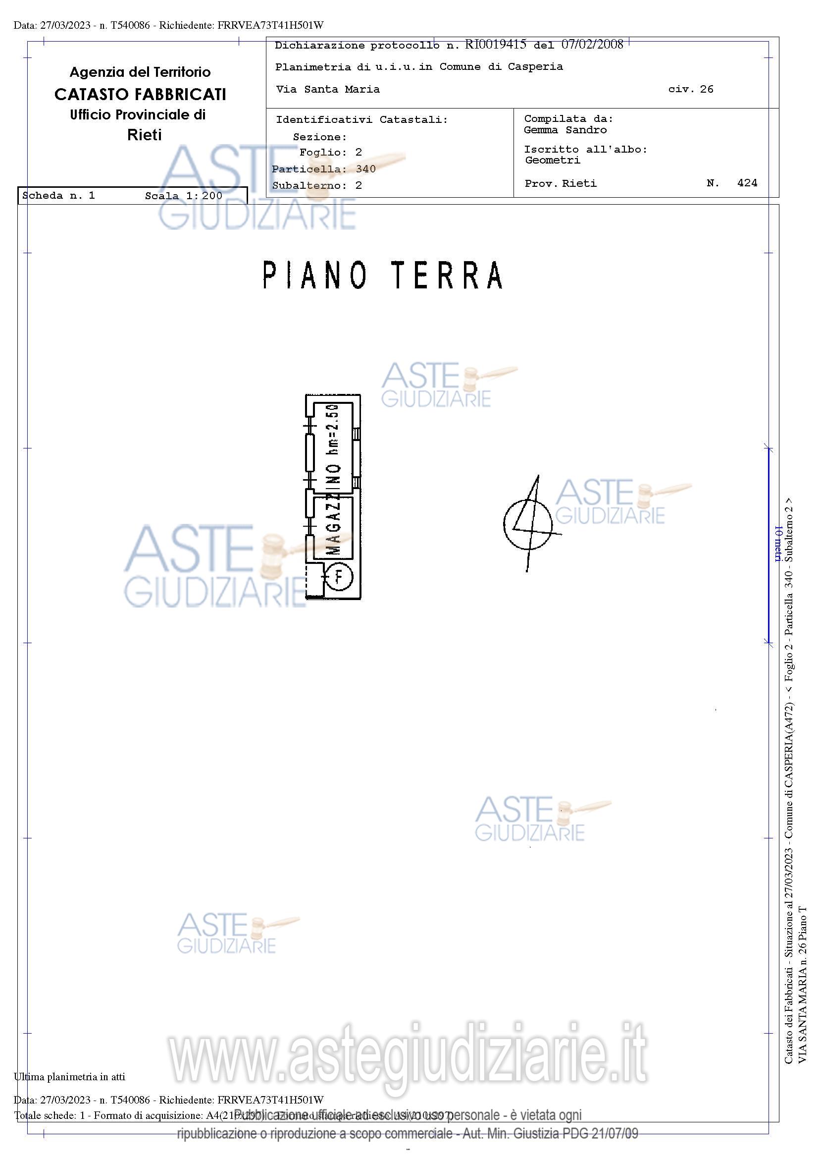 Planimetria del bene