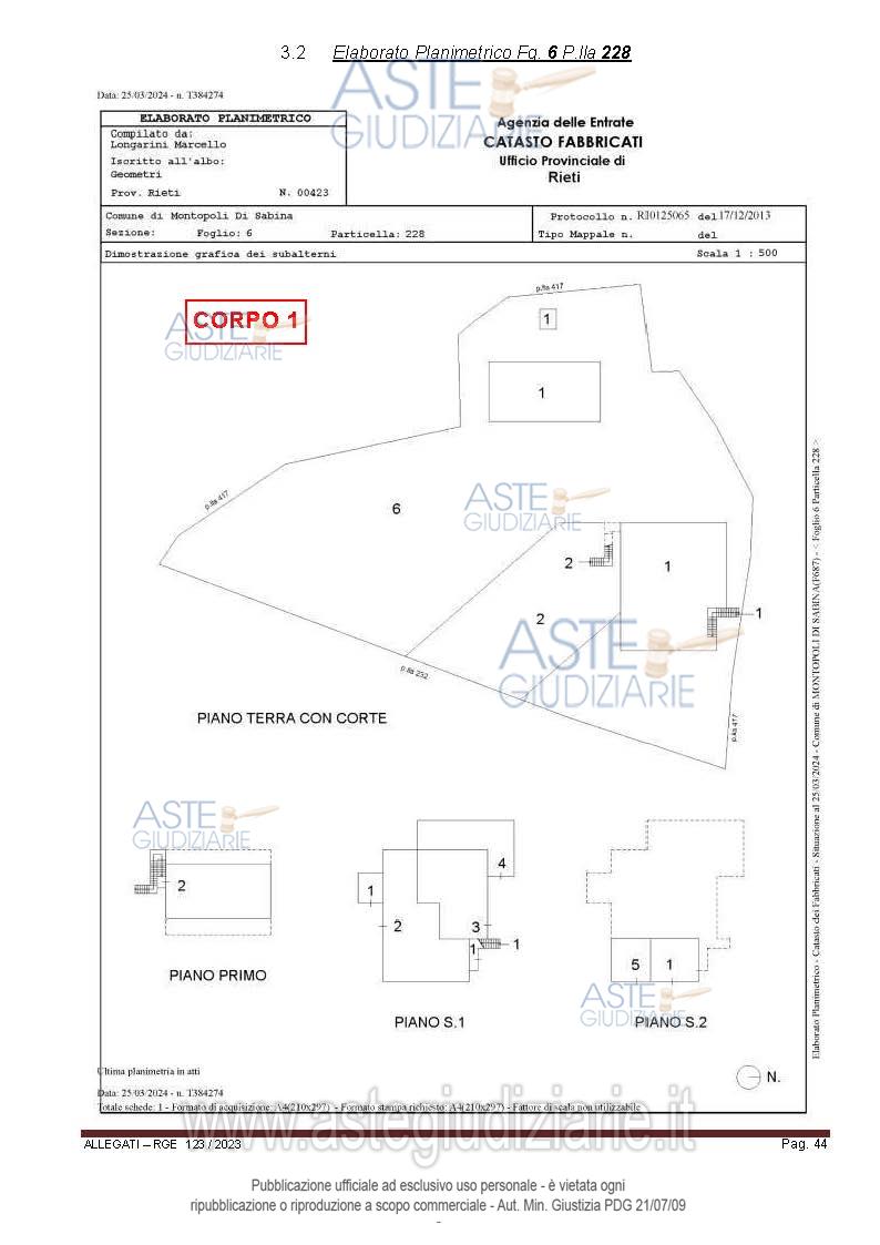 Planimetria del bene