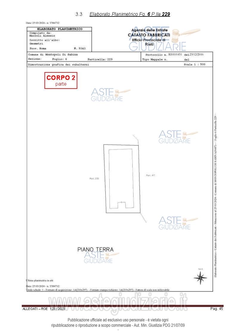 Planimetria del bene