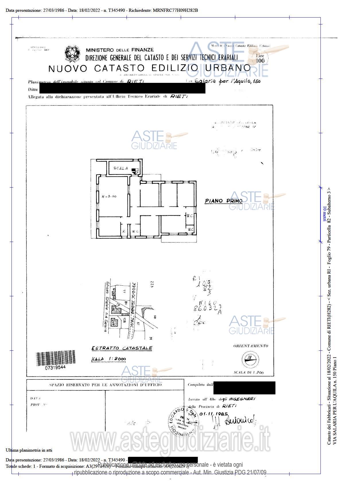 Planimetria del bene