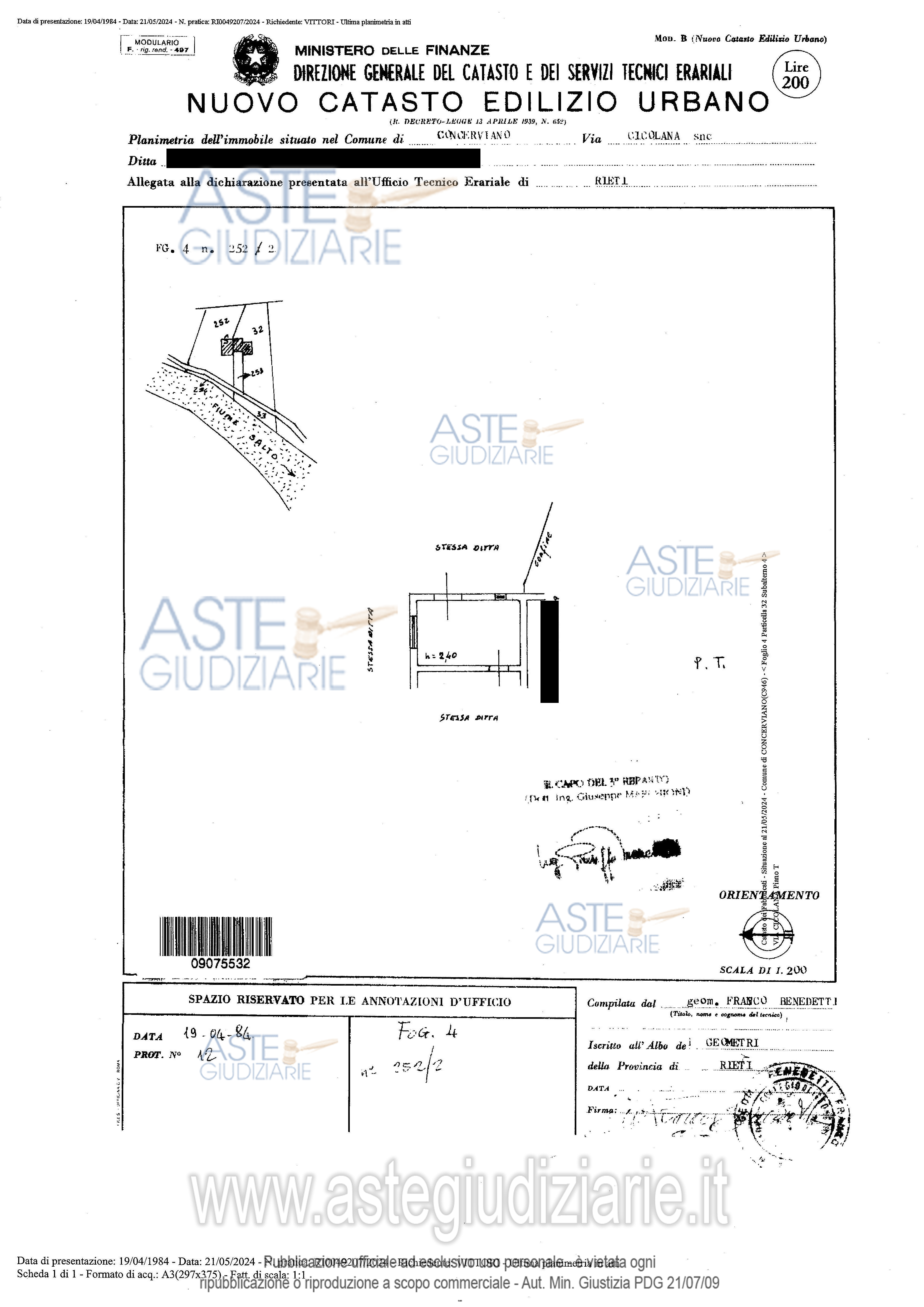 Planimetria del bene