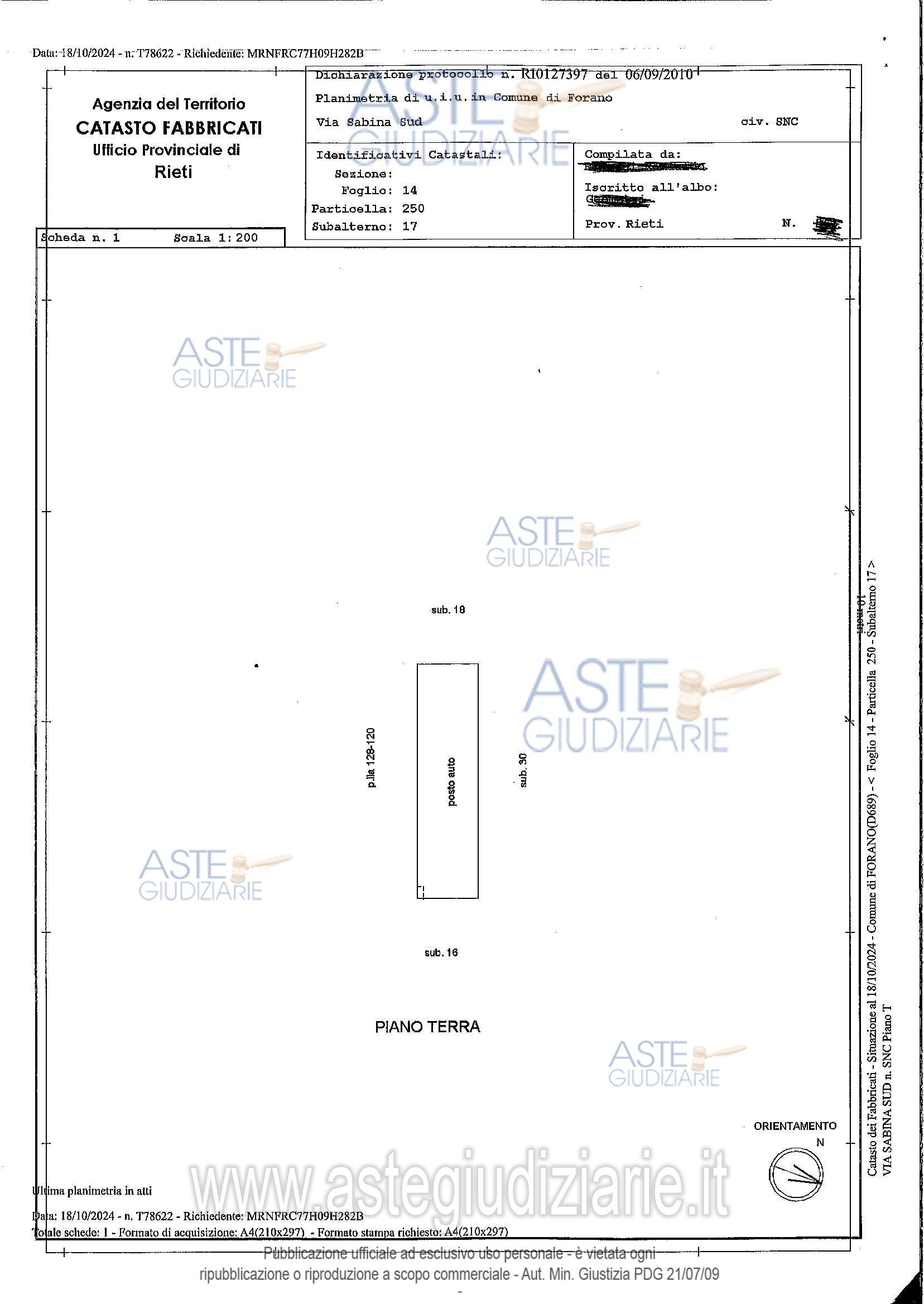 Planimetria del bene
