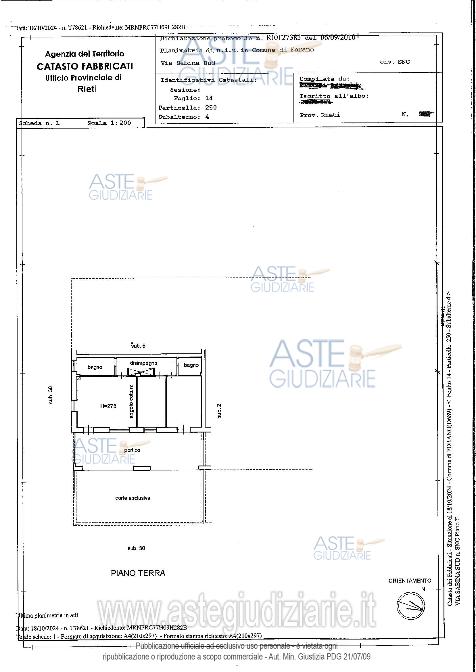 Planimetria del bene