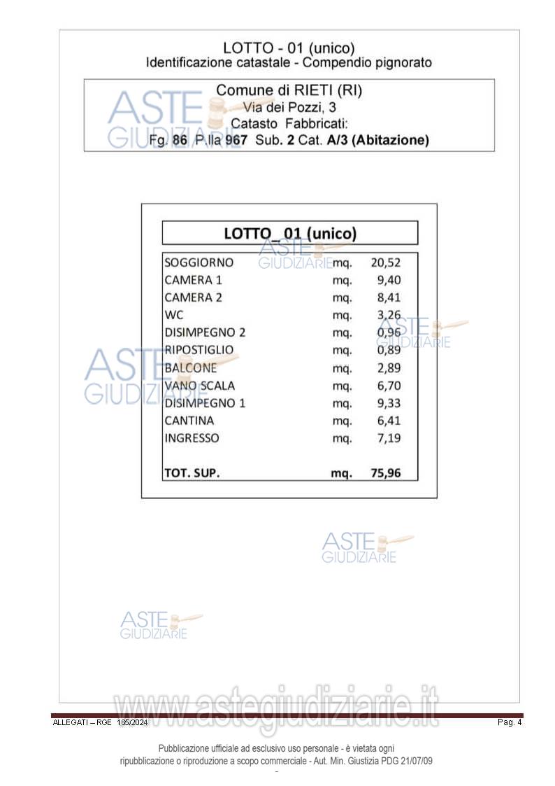 Planimetria del bene
