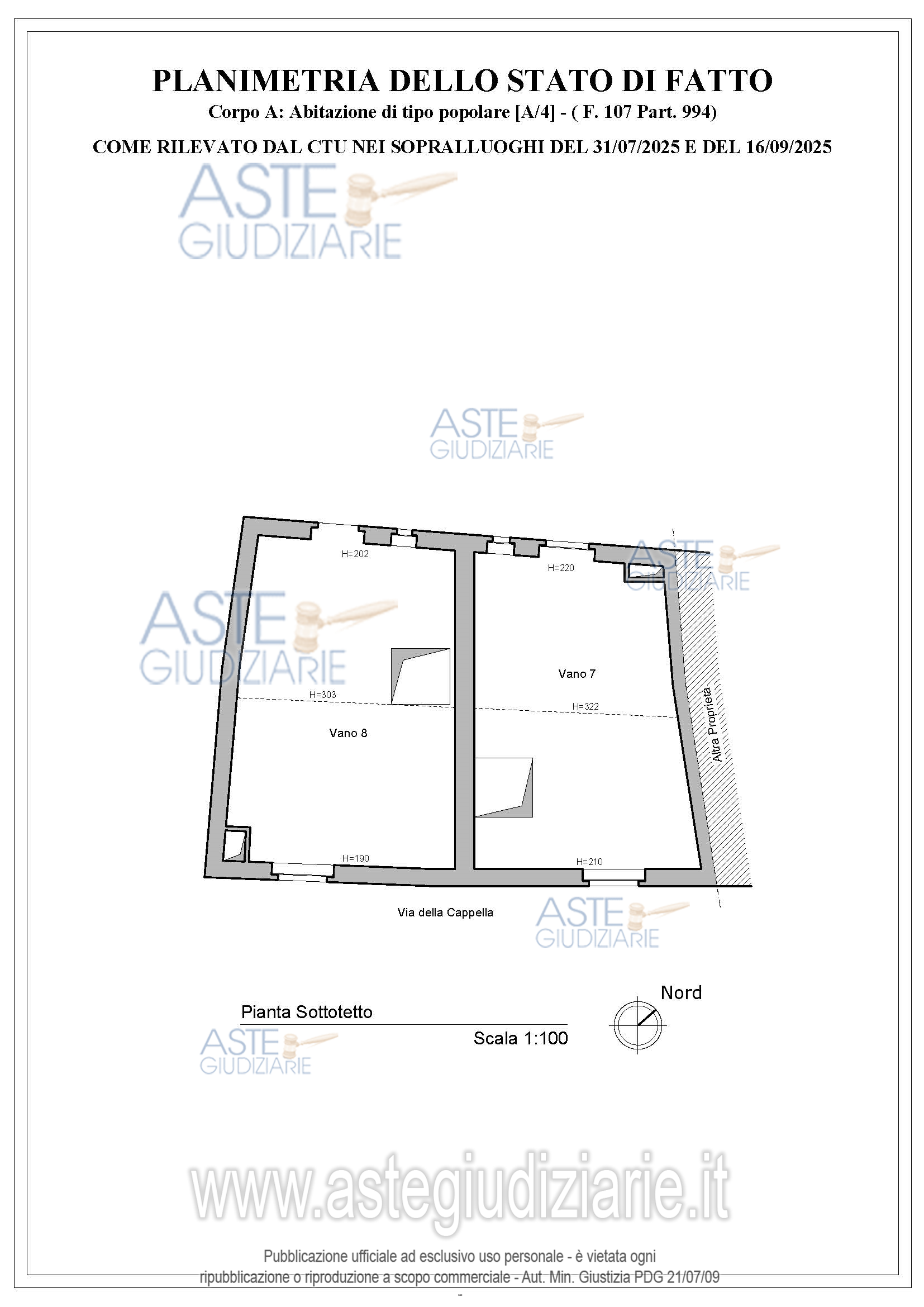 Planimetria del bene