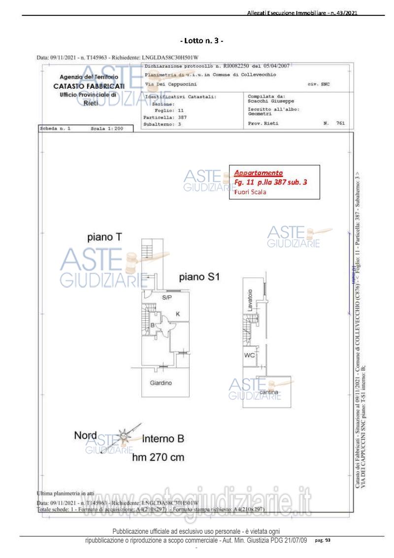 Planimetria del bene