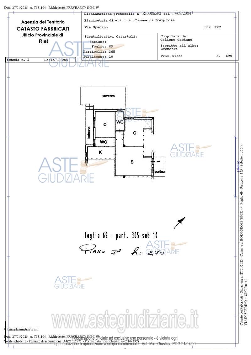 Planimetria del bene