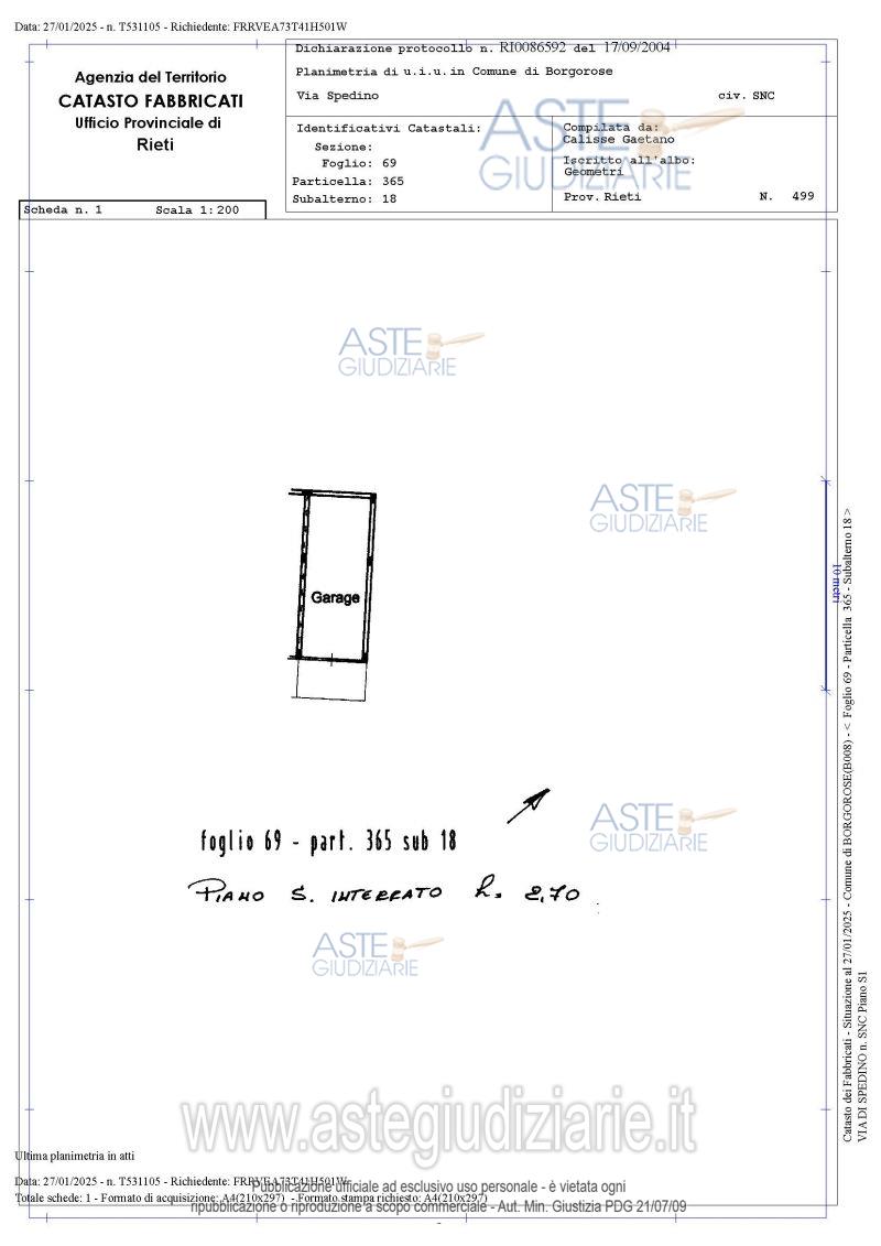 Planimetria del bene