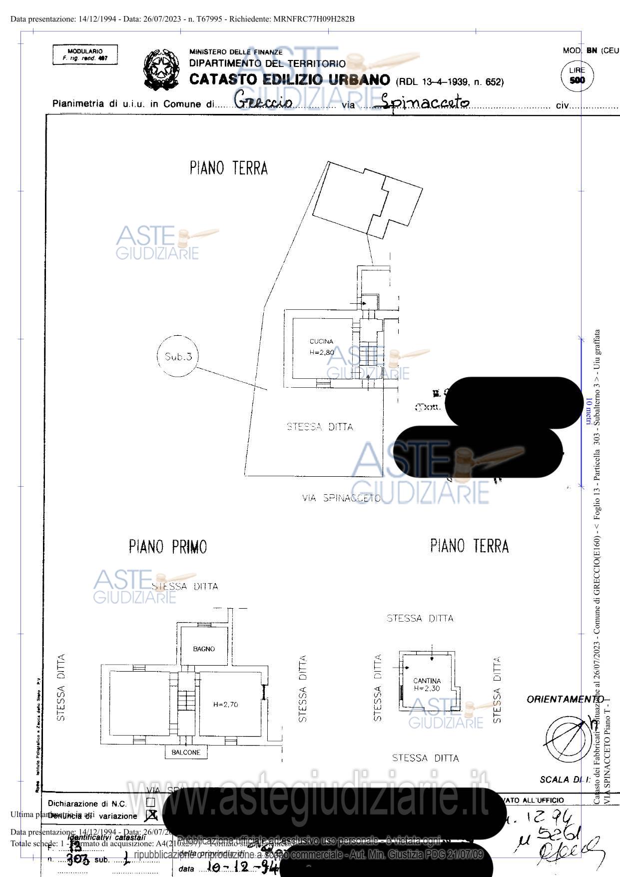 Planimetria del bene