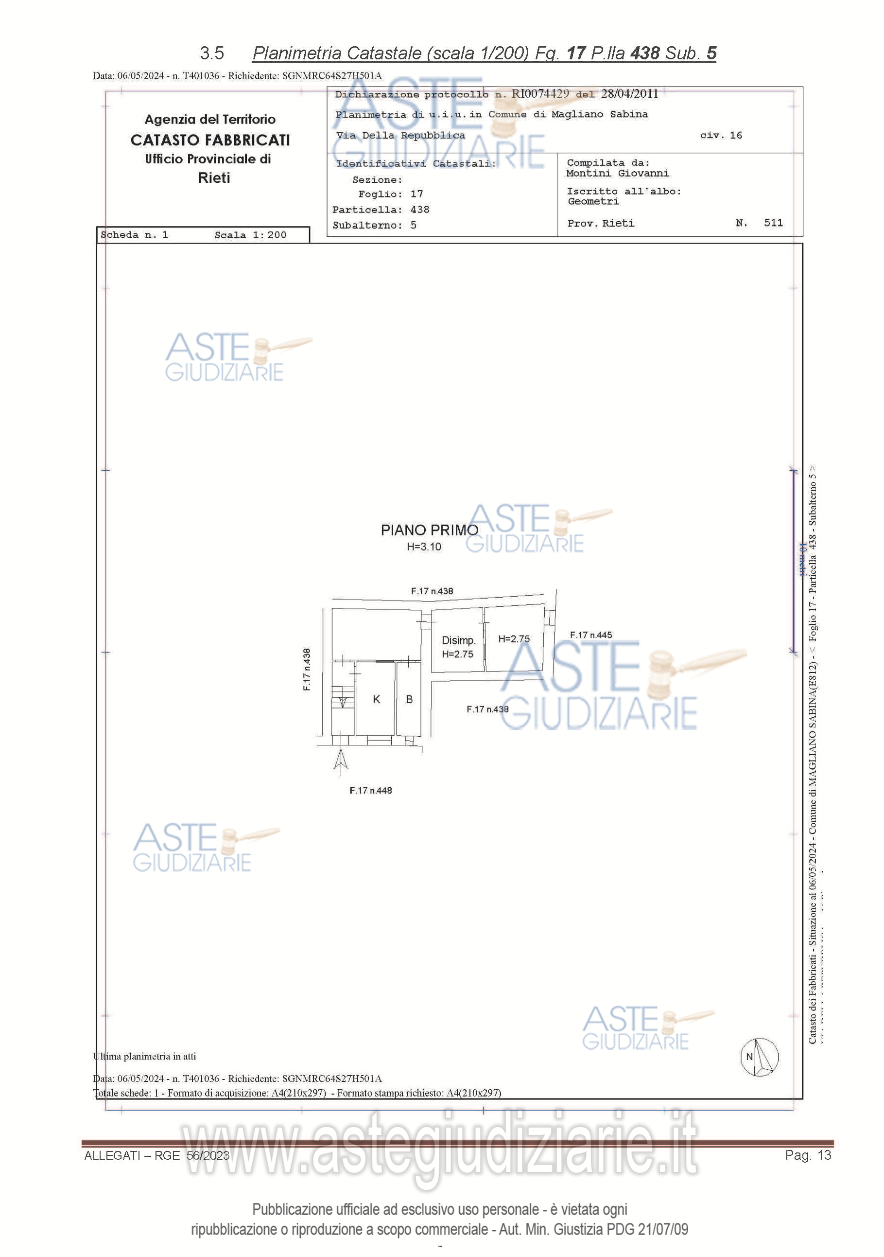 Planimetria del bene
