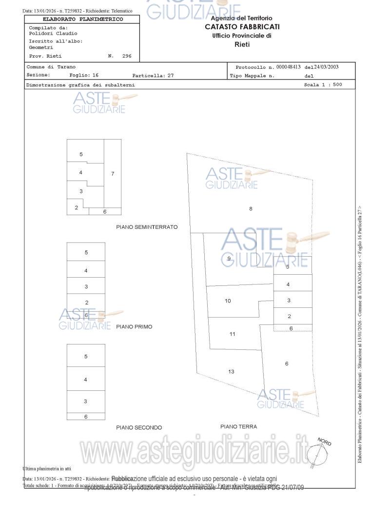 Planimetria del bene