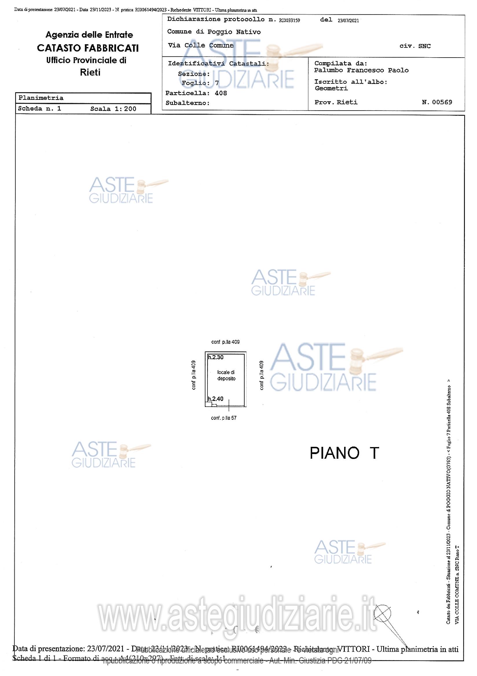 Planimetria del bene