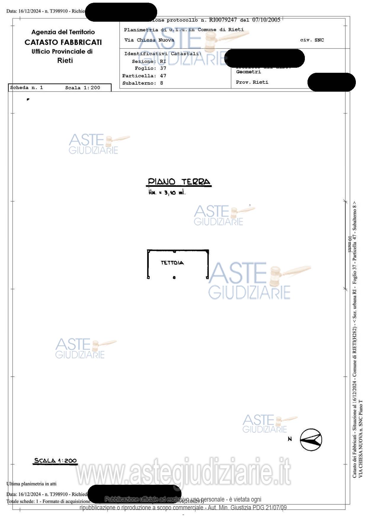 Planimetria del bene