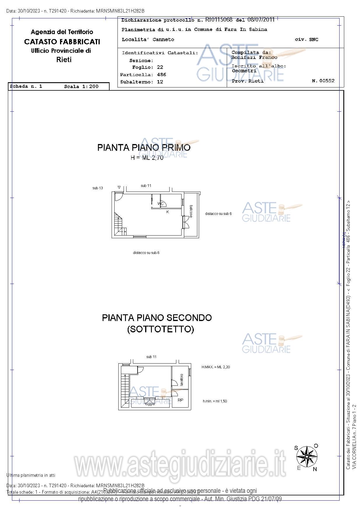 Planimetria del bene