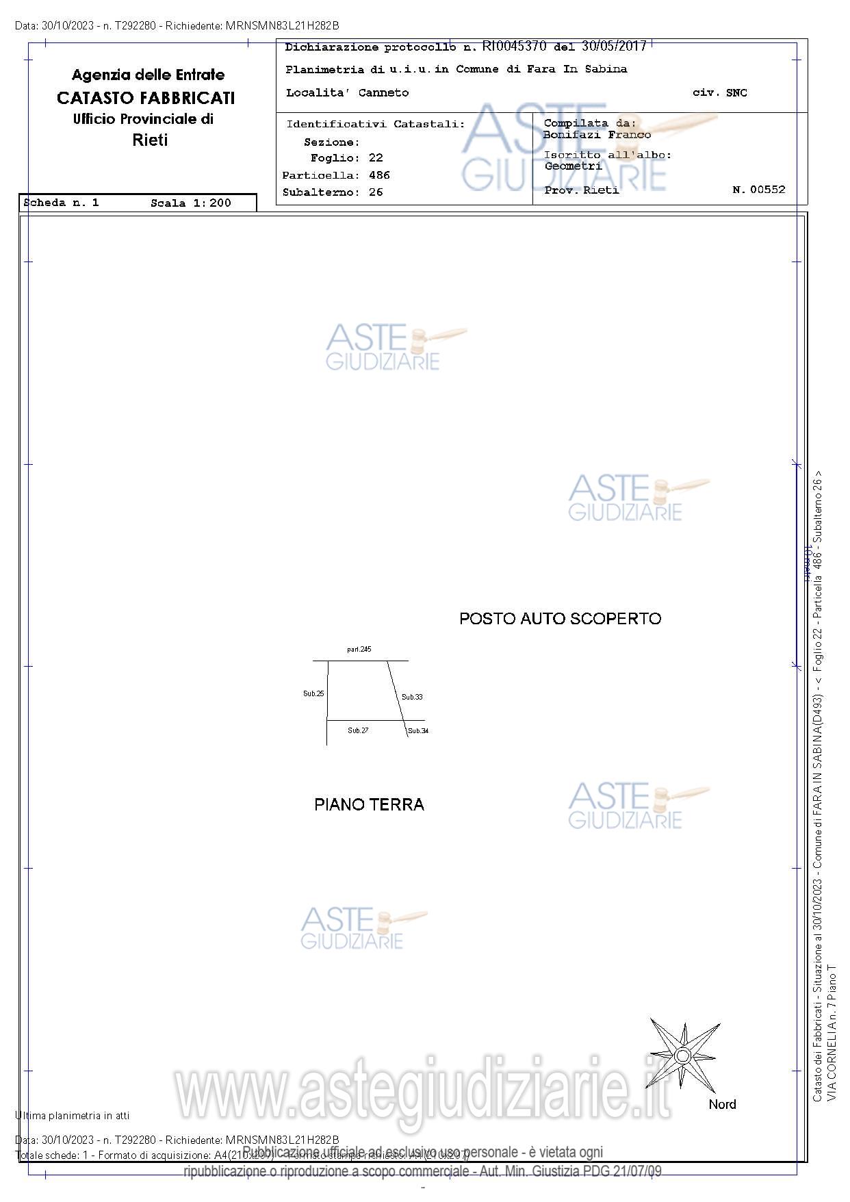 Planimetria del bene