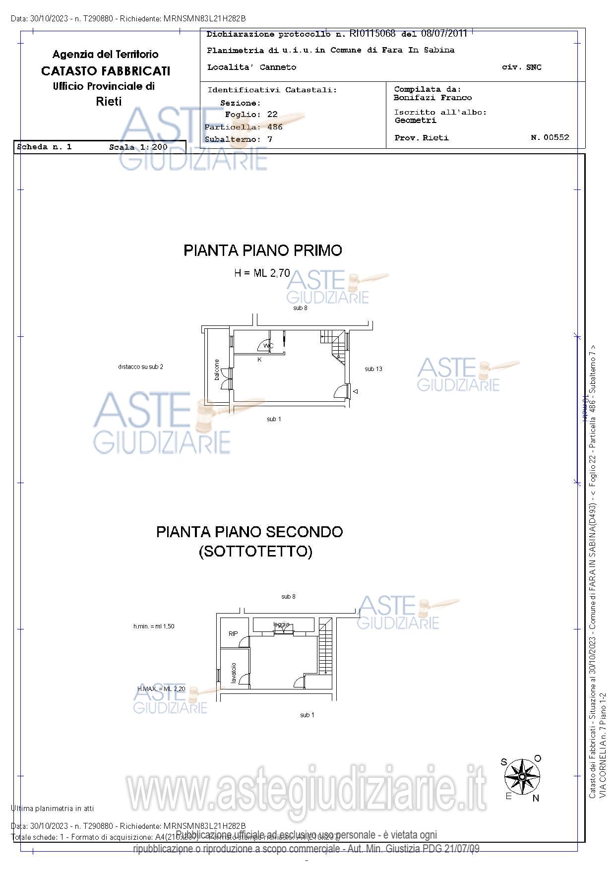 Planimetria del bene