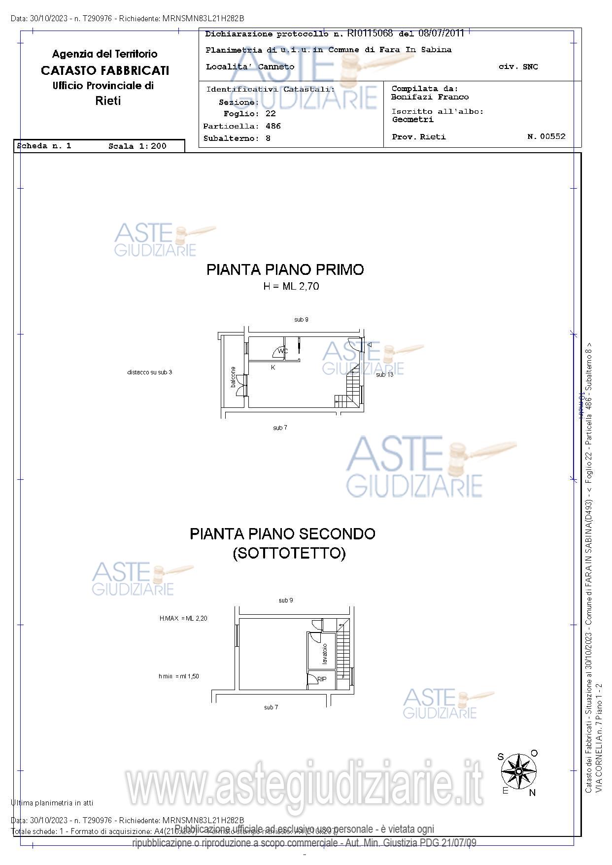 Planimetria del bene