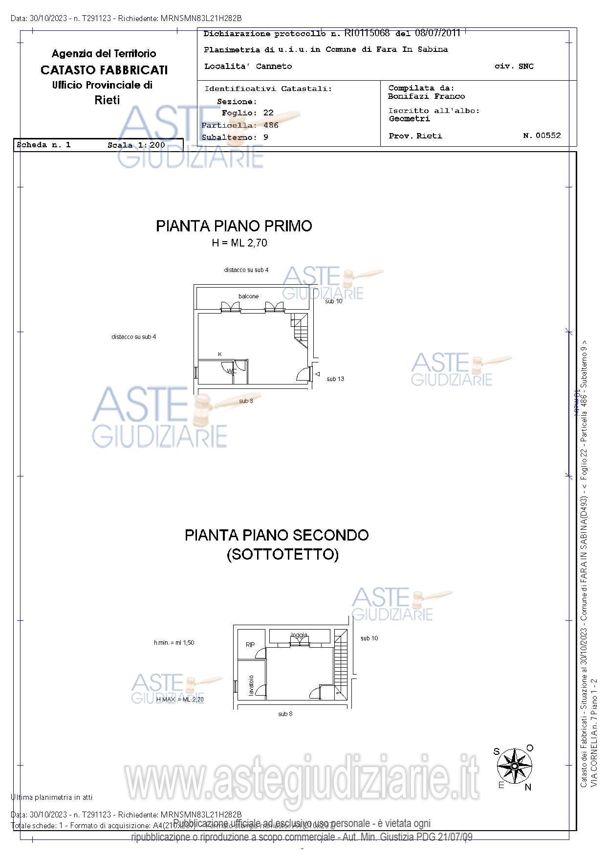 Planimetria del bene