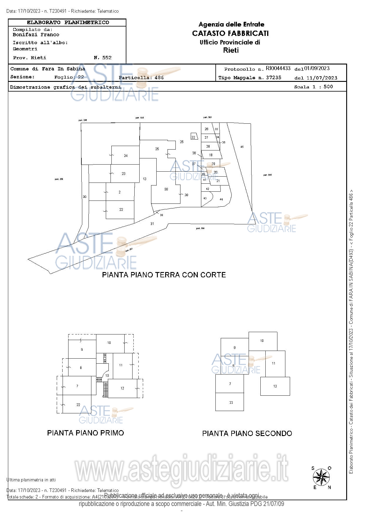 Planimetria del bene