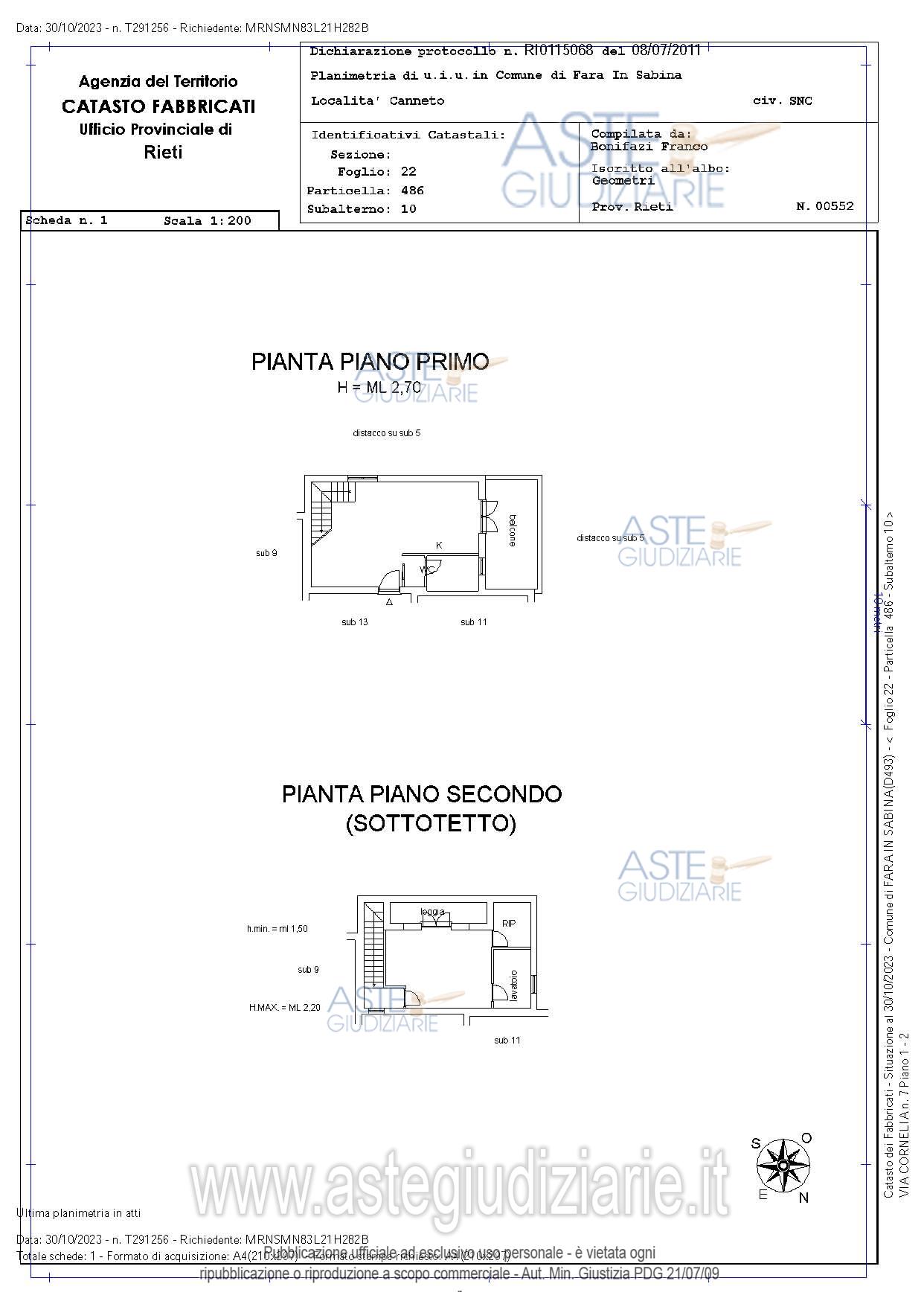 Planimetria del bene