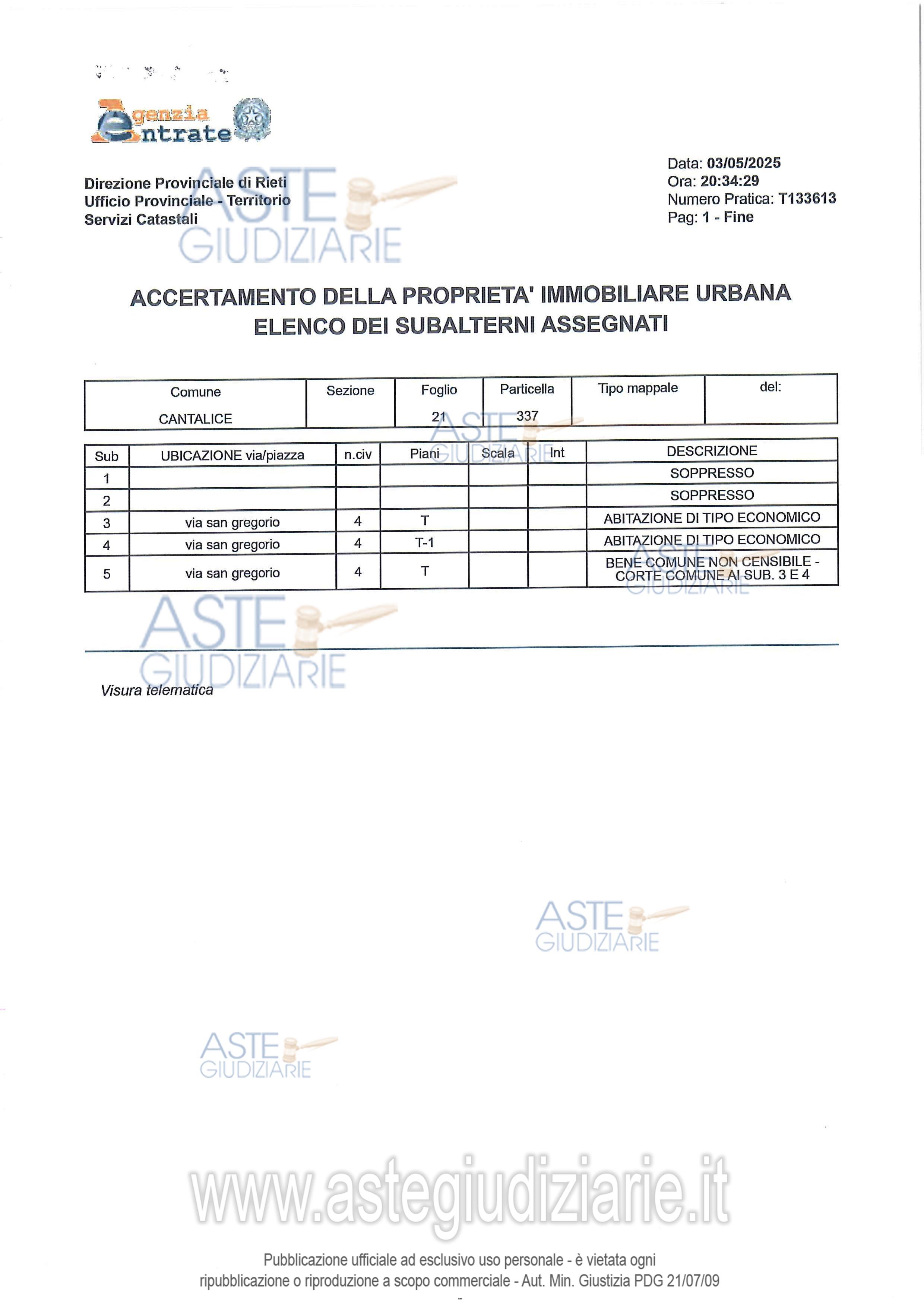 Planimetria del bene