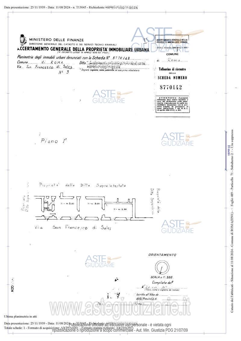 Planimetria del bene