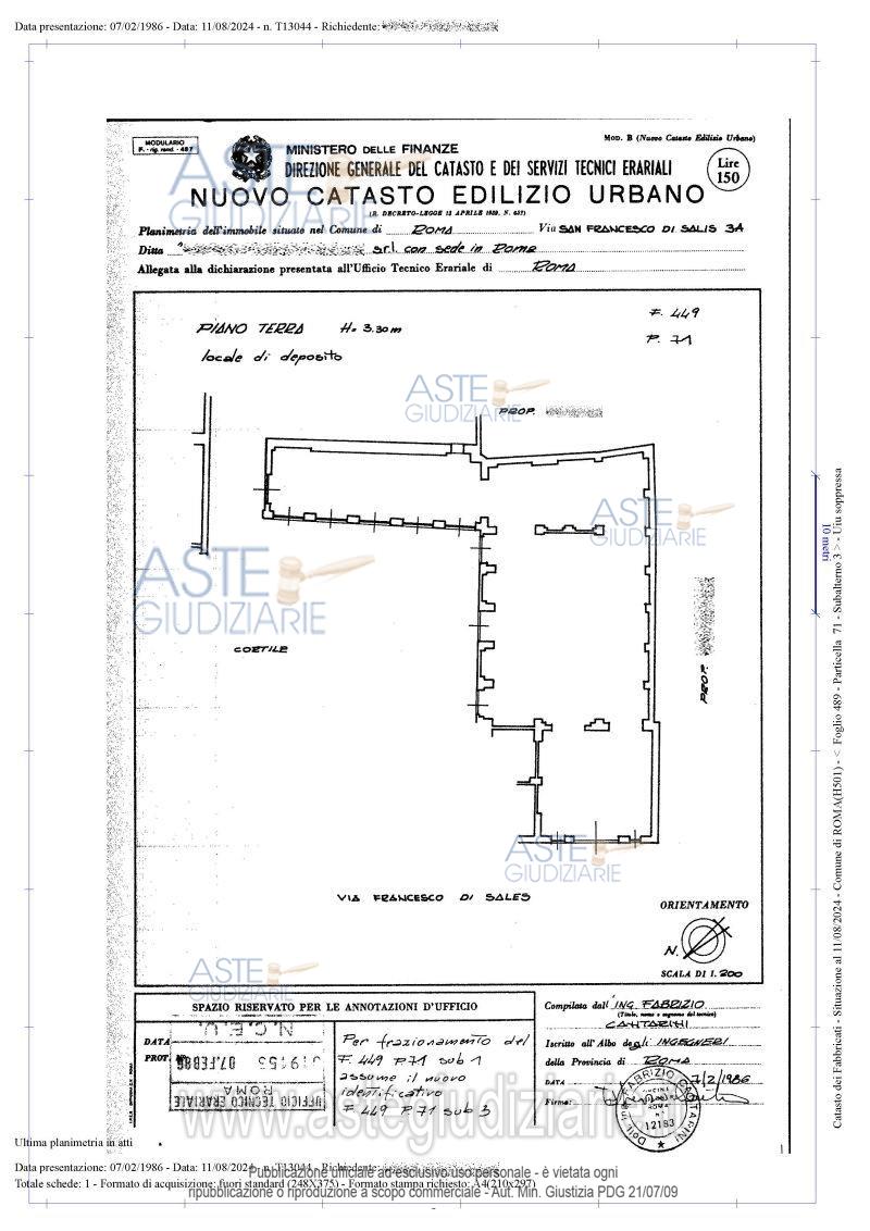 Planimetria del bene