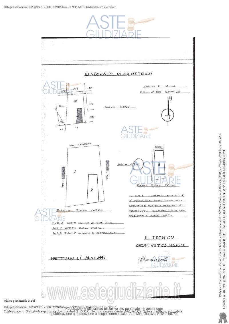 Planimetria del bene