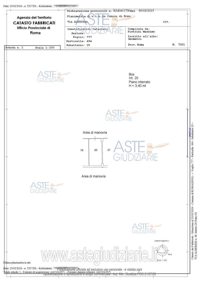 Planimetria del bene