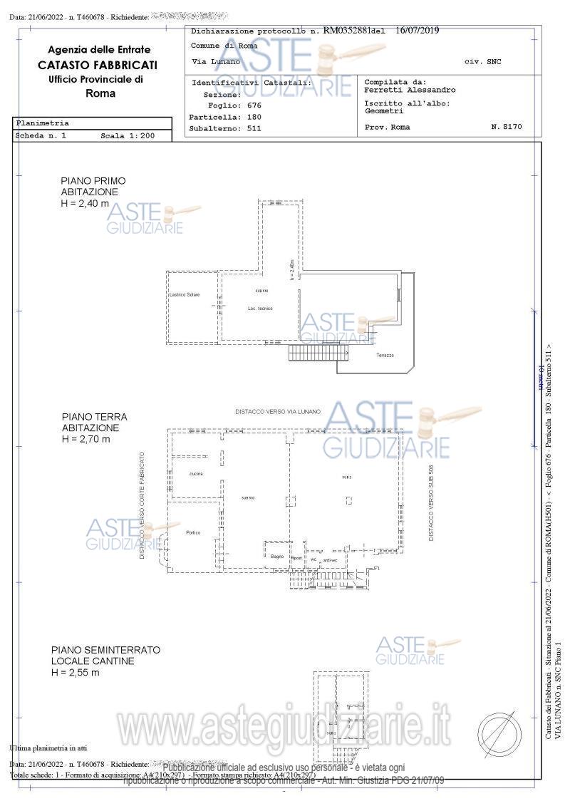 Planimetria del bene