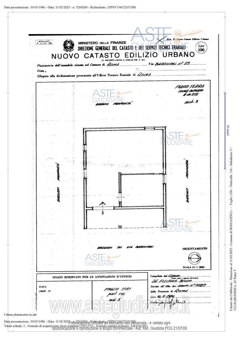 Planimetria del bene