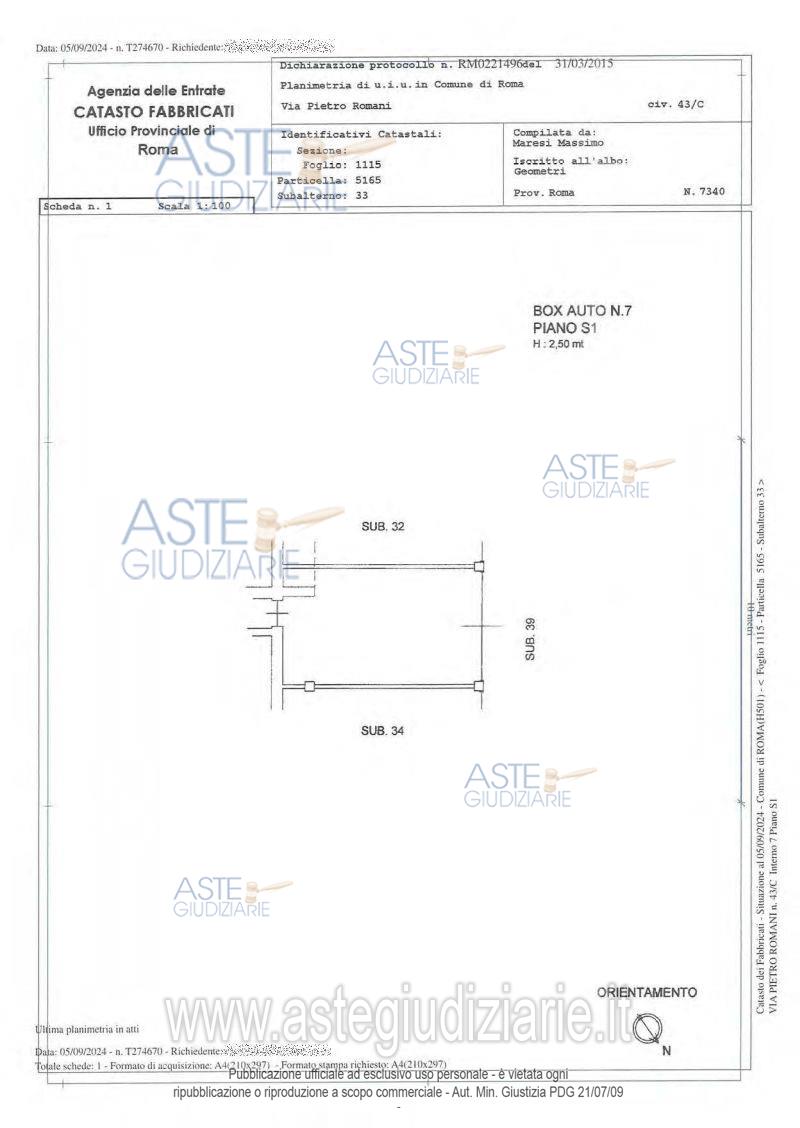 Planimetria del bene