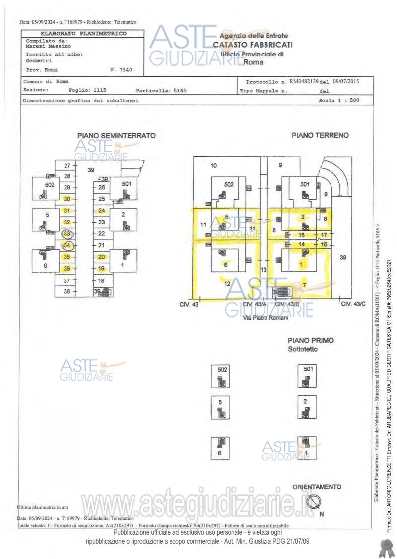 Planimetria del bene