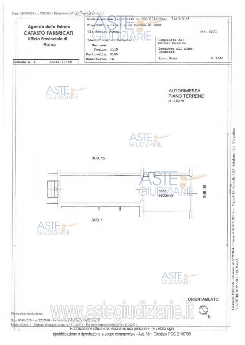 Planimetria del bene
