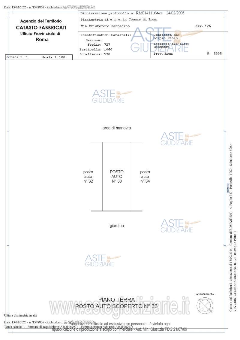 Planimetria del bene