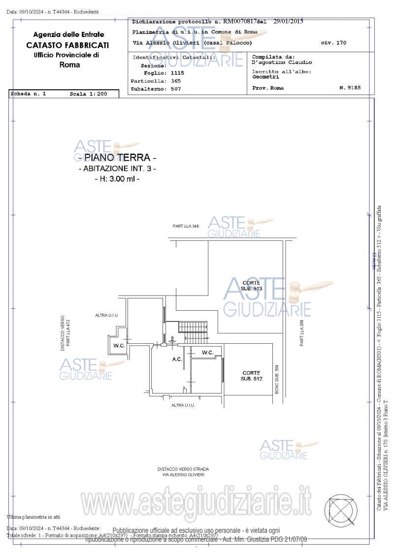 Planimetria del bene