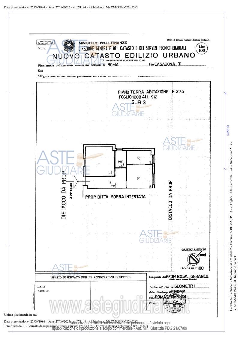 Planimetria del bene