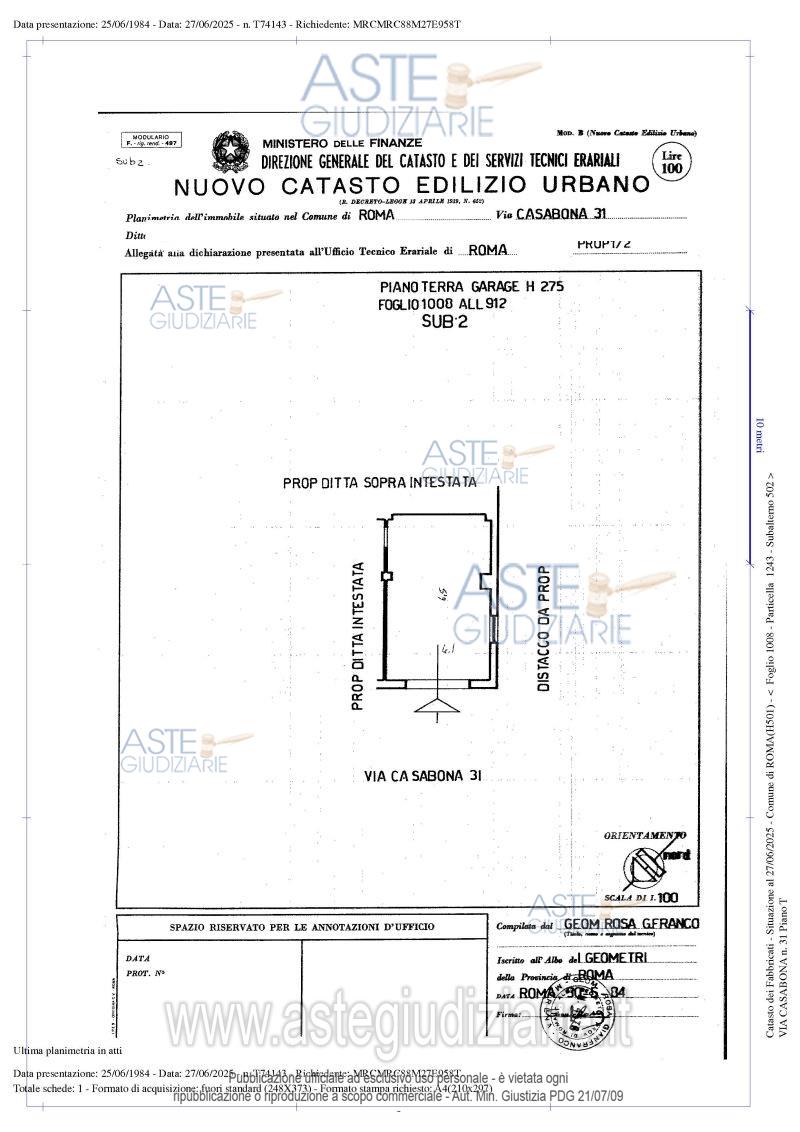 Planimetria del bene
