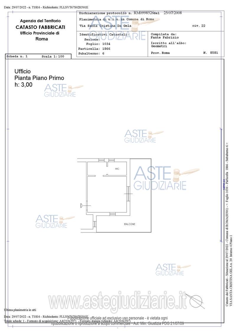 Planimetria del bene