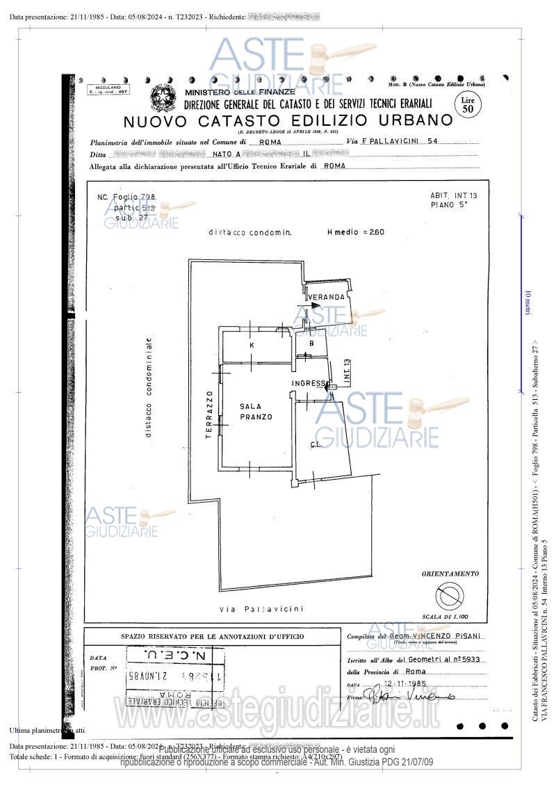 Planimetria del bene