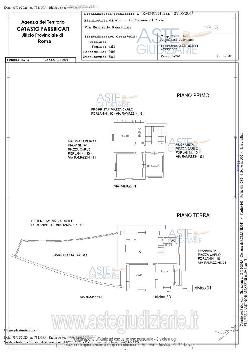 Planimetria del bene