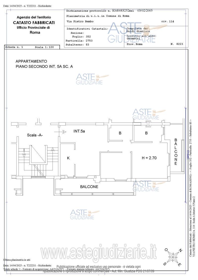 Planimetria del bene